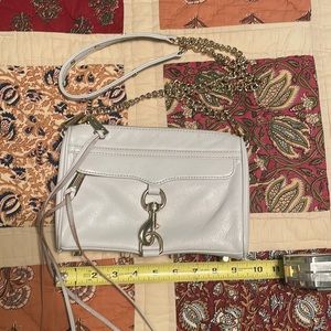 Rebecca minkoff Mac White Pebble leather crossbody bag Gold hardware
